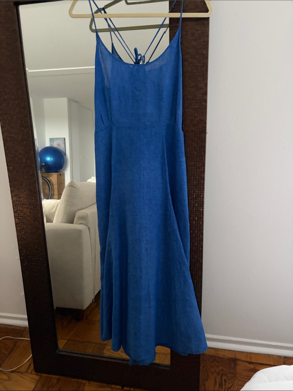 Blue Strappy pure linen  Sundress